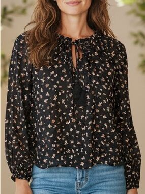 Billabong Boho Black Print Crop Top Size S
